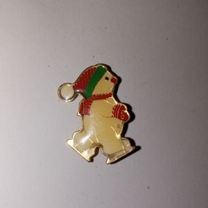 Hallmark Gold Tone Enamel Snowman Brooch with Red and Green Accents